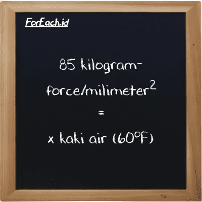 Contoh konversi kilogram-force/milimeter<sup>2</sup> ke kaki air (60<sup>o</sup>F) (kgf/mm<sup>2</sup> ke ftH2O)